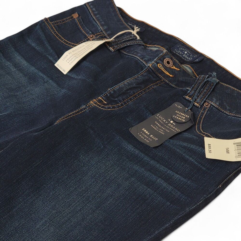 Lucky Brand Emma Boot Cut Jeans Women’s Size 14W Regular Faded Denim Hippie NWT - Picture 3 of 11